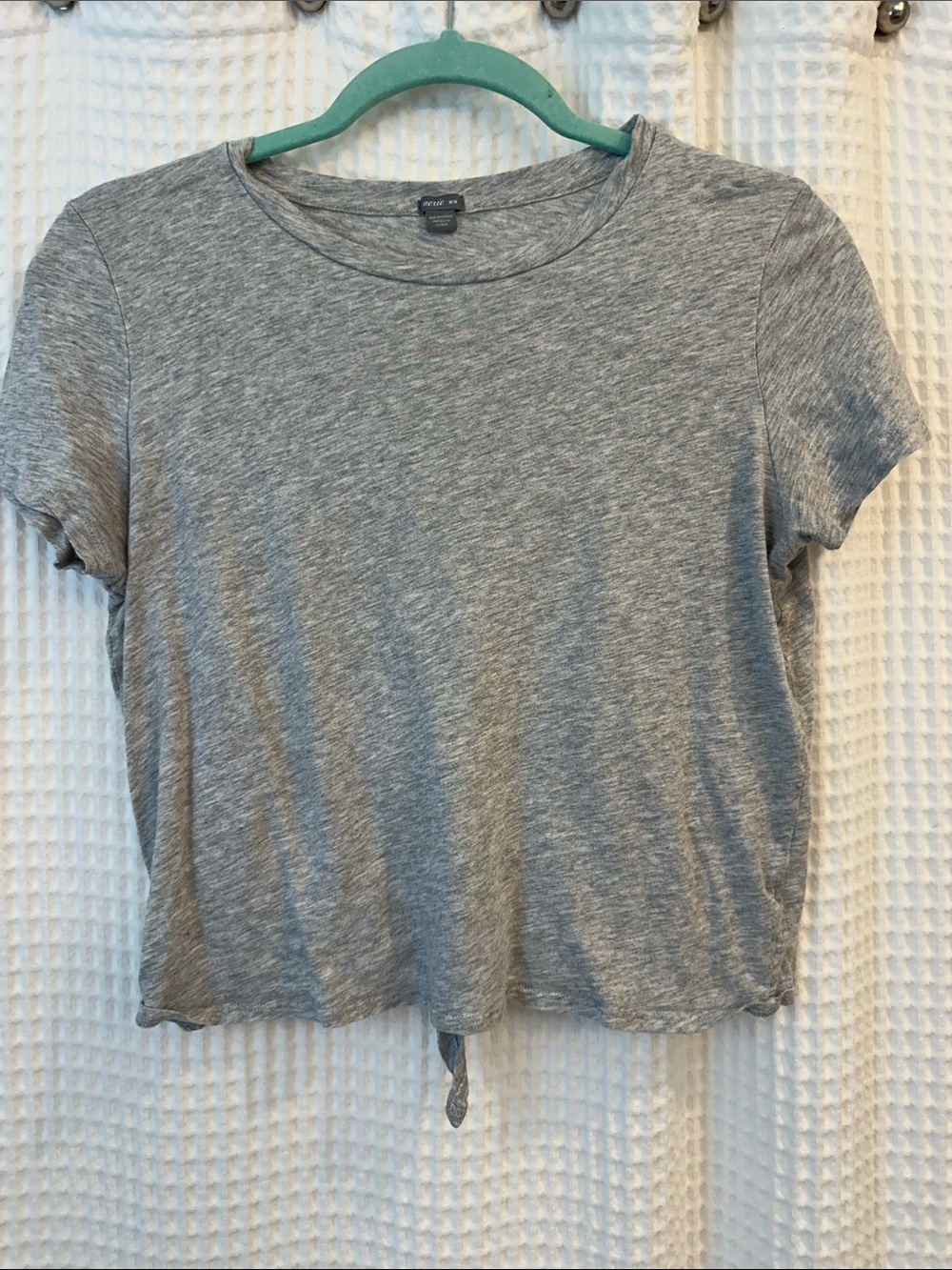 aerie Gray Short-Sleeve Tie-Hem Tee